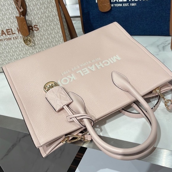 Michael Kors Bag Shoulder Bag Mirella Md Ew Tote Bag Powder Blush Multi Leather - Picture 6 of 12